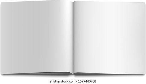 Vector realistic white paper blank magazine. View from above. Vector illustration.