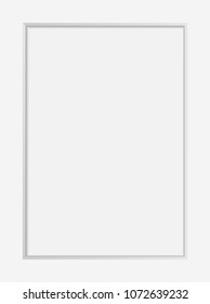 Vector realistic white photo frame  mock up. 3d vertical empty wall picture frame or passepartout mockup illustration for your design. Poster template for your photo or diploma