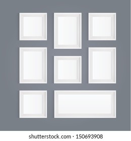 Vector realistic white picture frame composition.  Modern design element for you product mockup or presentation.