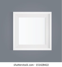 Vector realistic white picture frame. Modern design element for you product moc kup or presentation.