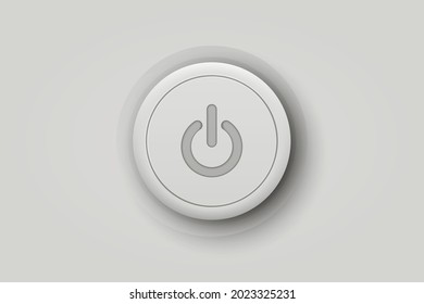 Vector Realistic White Power Plastic Knob Closeup. Circle Button Icon, Design Template of Power Volume Playback Control. Top, Front View