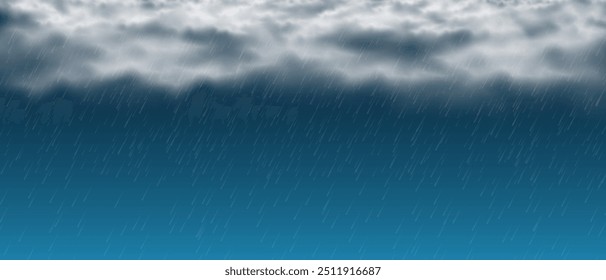 Vector of realistic white rains cloud on blue sky background illustration.