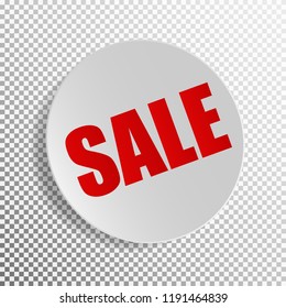 Vector realistic white  round sticker label mock up isolated on transparent  background. 3d paper circle sheet mockup illustration for your design. Sticky sale note  reminder templates.