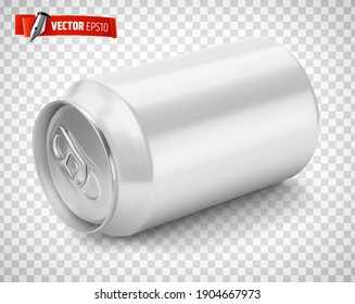 Vector realistic white soda can on transparent background
