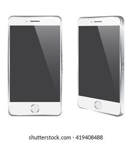 Vector realistic white stylish phone (mock  up) for your logos,designs, apps, icons isolated on white