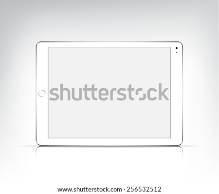 vector realistic white tablet pc, apple ipad air 2 with empty screen isolated. Mock up