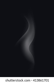 Vector Realistic White Transparent Cigarette Smoke Waves Isolated On Black Background