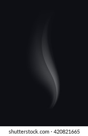 Vector Realistic White Transparent Cigarette Smoke Waves Isolated On Black Background