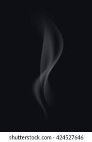 Vector Realistic White Transparent Cigarette Smoke Waves Isolated On Black Background