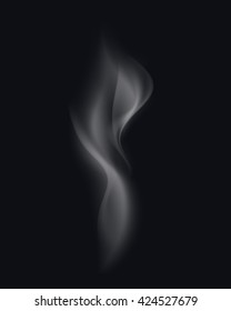 Vector Realistic White Transparent Cigarette Smoke Waves Isolated On Black Background