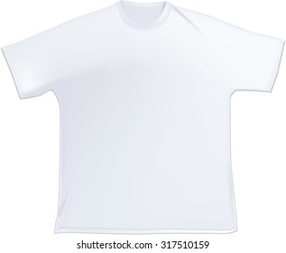 Vector realistic white t-shirt ready for your design. Isolated on white. Top view