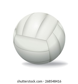 A vector realistic white volleyball isolated on a white background illustration. Vector EPS 10. EPS contains a gradient mesh in the drop shadow only.