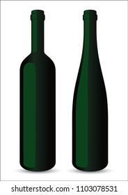 Vector realistic wine bottles witout label . Isolated. White background.