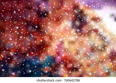 Vector Realistic Winter Snowfall In The Night City. Background Template For The Cards, Banners, Wallpapers Or Posters.
