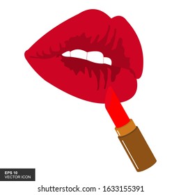 Vector is realistic woman's lips are red and lipstick. beauty and sexy woman lips.