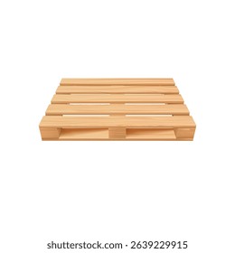 Vector realistic wooden pallet for transportation and storage of goods. Equipment and cargo transport and delivery. Tray for warehouse services. Isolated background. Illustration.