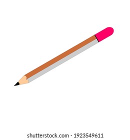 Vector realistic wooden pencil with rubber eraser. Sharpen detailed office mockups, school instruments, creativity, ideas, education and design symbols. Isolated illustration, Aceh Indonesia