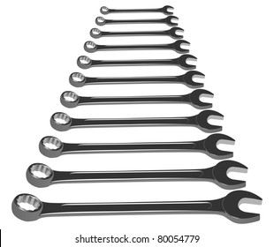 vector realistic wrenches on white background, raster version available