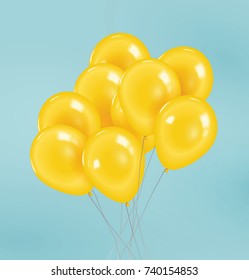 Vector Realistic Yellow Balloons.