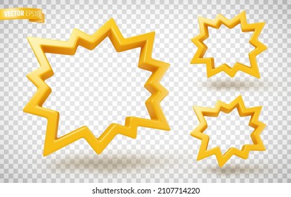 Vector realistic yellow bursts on a transparent background.