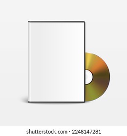Vector Realistic Yellow CD, DVD with Plastic Rectangular Cover, Envelope, Case Isolated on White Background. CD Box, Packaging Design for Mockup. Compact Disk Icon, Front View