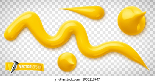 Vector de pintura amarilla realista sobre fondo transparente