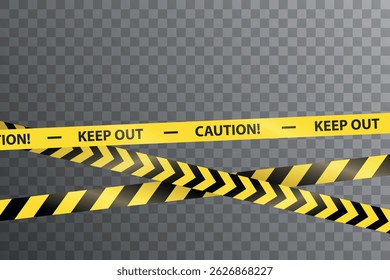 Vector realistic yellow police no entry, keep out sign, caution tape marking restricted area