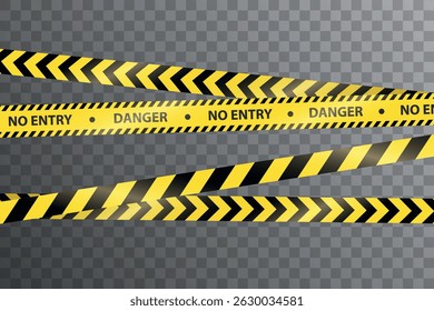 Vector realistic yellow police no entry, keep out sign, warning caution tape marking restricted area
