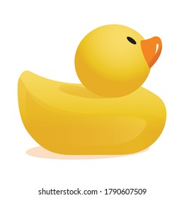 Ilustración del pato de goma amarillo realista vector