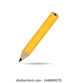 Vector realistic yellow wooden pencil write isolated icon