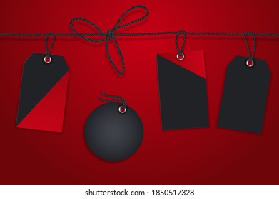 Vector realistick set of sale paper tags for christmas holiday shopping promotion.