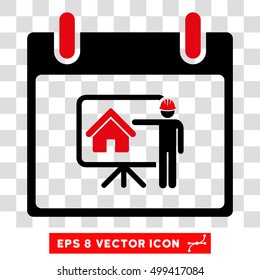Vector Realty Developer Calendar Day EPS vector pictograph. Illustration style is flat iconic bicolor intensive red and black symbol on a transparent background.