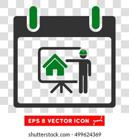 Vector Realty Developer Calendar Day EPS vector pictograph. Illustration style is flat iconic bicolor green and gray symbol on a transparent background.