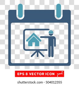 Vector Realty Developer Calendar Day EPS vector icon. Illustration style is flat iconic bicolor cyan and blue symbol on a transparent background.