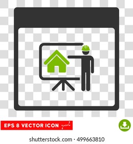 Vector Realty Developer Calendar Page EPS vector pictogram. Illustration style is flat iconic bicolor eco green and gray symbol on a transparent background.