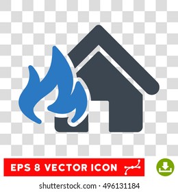 Vector Realty Fire Damage EPS vector pictograph. Illustration style is flat iconic bicolor smooth blue symbol on a transparent background.