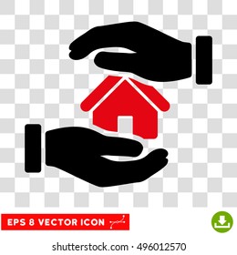 Vector Realty Insurance EPS vector icon. Illustration style is flat iconic bicolor intensive red and black symbol on a transparent background.