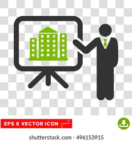 Vector Realty Project Presentation Manager EPS vector icon. Illustration style is flat iconic bicolor eco green and gray symbol on a transparent background.