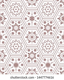 Vector reapeat seamless pattern with hexagon tiles. Surface pattern