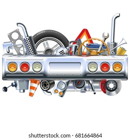 Vector Rear Car Part with Spares