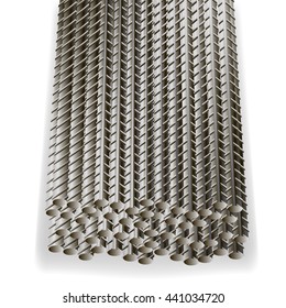 Vector Rebar, Reinforcement Steel Isolated on White Background. Construction Metal Armature.