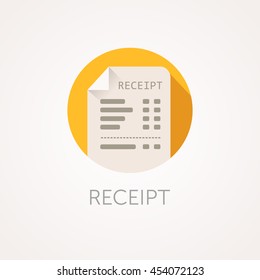 Vector Receipt Icon. The Bill With Total Cost Illustration. Flat Style Design.