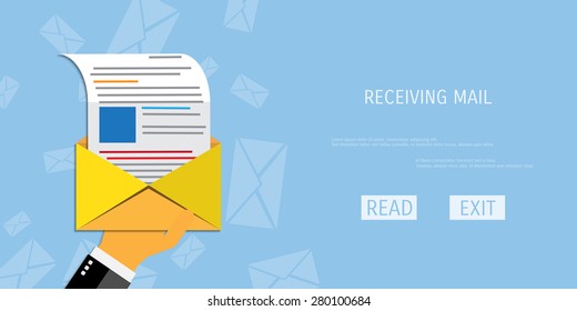 Vector receive mail web flat background. Global communication. Social network. Concepts for web banners and promotional materials.