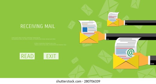 Vector receive mail web flat background. Global communication. Social network. Concepts for web banners and promotional materials.