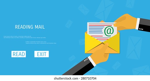 Vector receive mail web flat background. Global communication. Social network. Concepts for web banners and promotional materials.