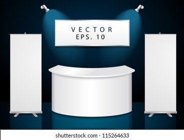 Vector reception exhibition counter With roll up banner stand