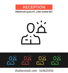 Vector reception icon. Hotel receptionist and service bell. Premium quality graphic design. Modern signs, outline symbols, simple thin line icons set for websites, web design, mobile app, infographics