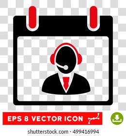 Vector Reception Operator Calendar Day EPS vector pictograph. Illustration style is flat iconic bicolor intensive red and black symbol on a transparent background.