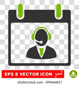 Vector Reception Operator Calendar Day EPS vector icon. Illustration style is flat iconic bicolor eco green and gray symbol on a transparent background.