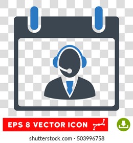 Vector Reception Operator Calendar Day EPS vector pictogram. Illustration style is flat iconic bicolor smooth blue symbol on a transparent background.